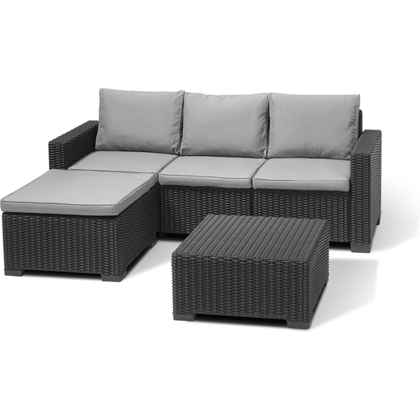 ბაღის ავეჯის კომპლექტი Keter California chaise longue Gr+NW-cg 03 STD, 3Pcs, Furniture Set, Grey