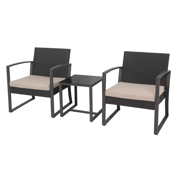 ბაღის ავეჯის კომპლექტი OEM 17051528, 3Pcs, Furniture Set, Black