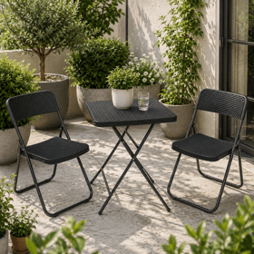 ბაღის ავეჯის კომპლექტი OEM SS-003K-8, 3Pcs, Furniture Set, Black
