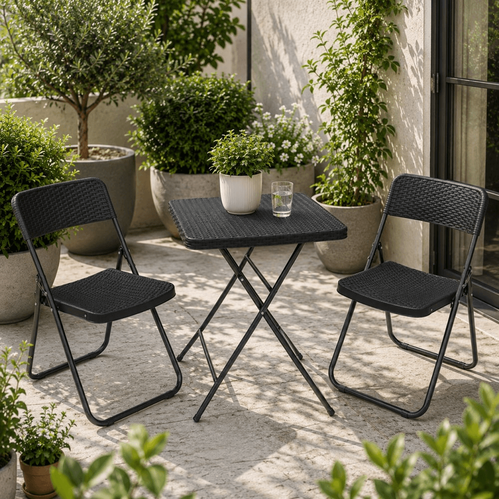 ბაღის ავეჯის კომპლექტი OEM SS-003K-8, 3Pcs, Furniture Set, Black