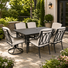 ბაღის ავეჯის კომპლექტი OEM JM-PS-T726, 7Pcs, Furniture Set, Black