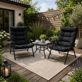 ბაღის ავეჯის კომპლექტი OEM J-08, 3Pcs, Furniture Set, Black