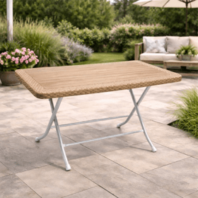 ბაღის დასაკეცი მაგიდა OEM 17051786 RATTAN METAL TABLE 70x120 2K, Folding Table, Brown