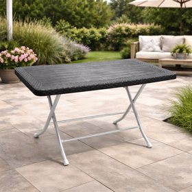 ბაღის დასაკეცი მაგიდა OEM 17051785 RATTAN METAL TABLE 70x120 2K ANTRACIT, Folding Table, Grey