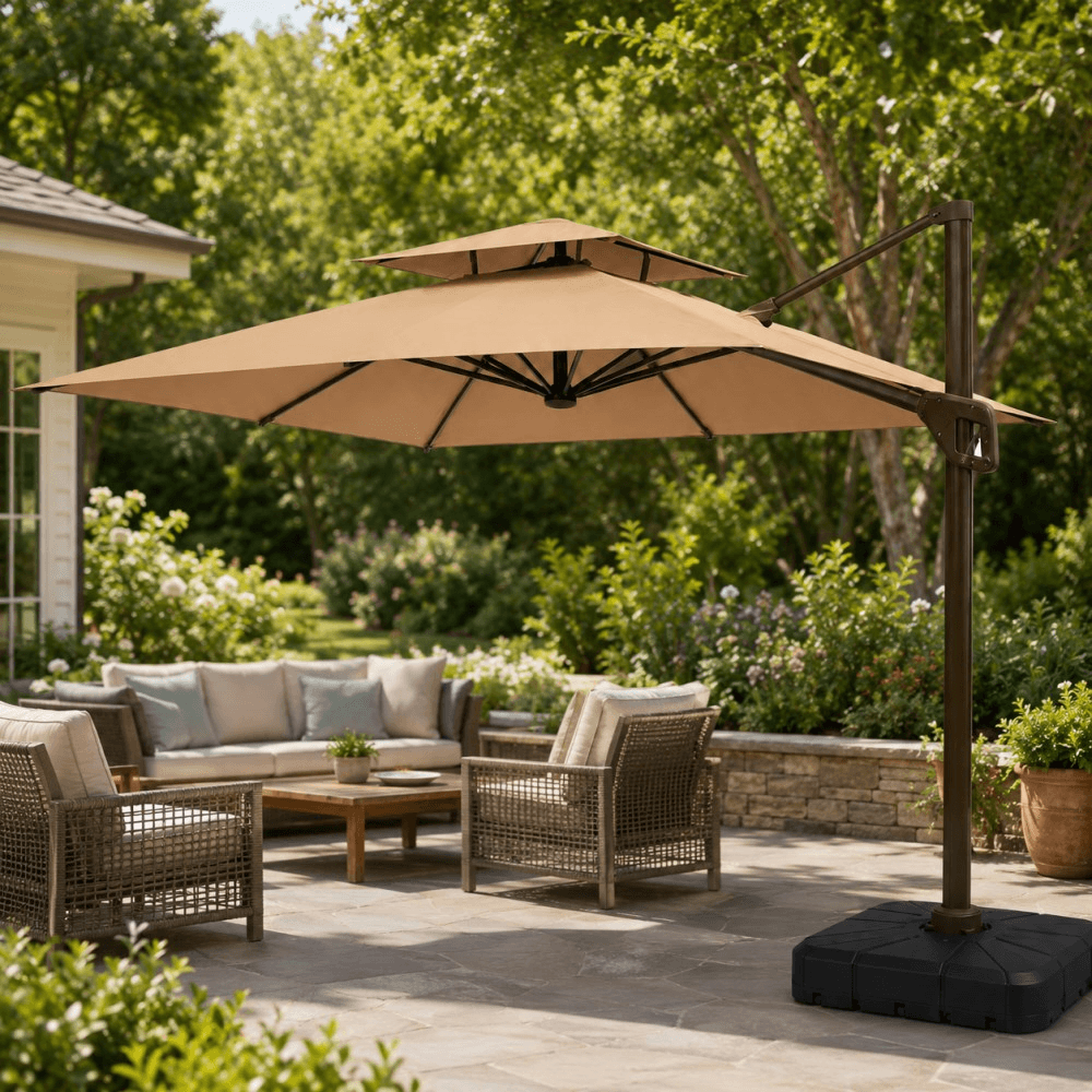 ბაღის ქოლგა განათებით OEM ZT-DK001, Garden Umbrella, Beige