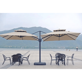 ქოლგა ორმაგი სადგამით OEM JHA-180KG, Garden Umbrella, Beige
