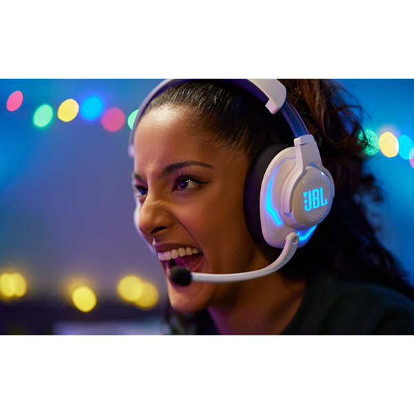 ყურსასმენი JBL JBLQ910PWLWHTBLU Quantum 910P Console, Gaming Headset, Wireless, USB, Bluetooth, 3.5mm, White