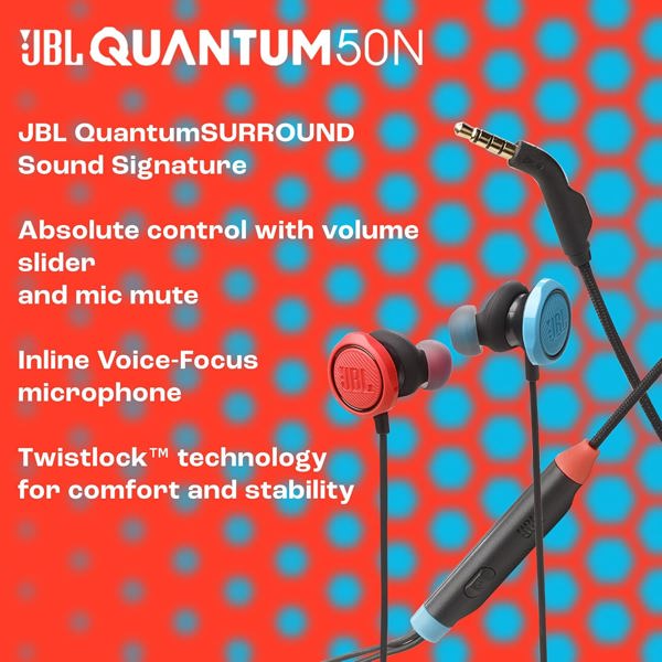 ყურსასმენი JBL JBLQTUM50N Quantum 50N, Gaming Headphones, Wired, 3.5mm, Black