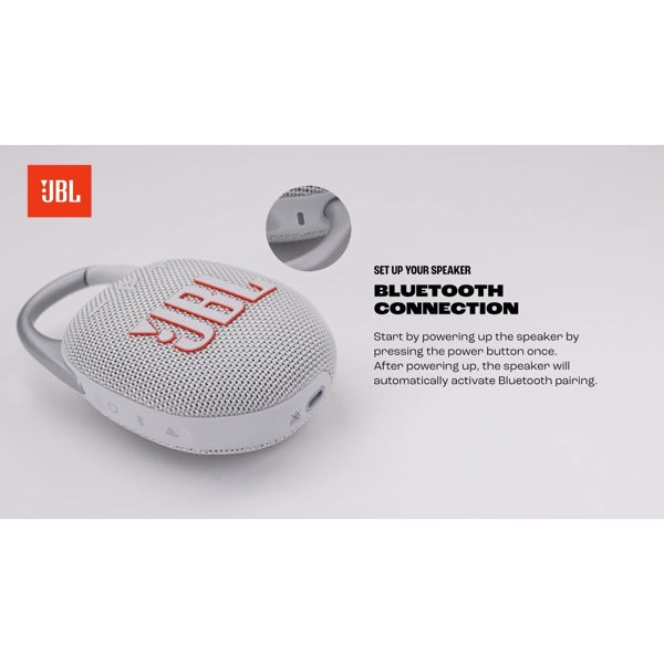 Speaker JBL JBLCLIP5WHT Clip 5, 7W, Bluetooth, White
