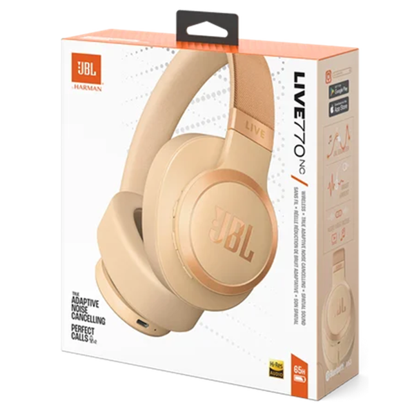 ყურსასმენი JBL JBLLIVE770NCSAT Live 770NC, Headset, Wireless, Bluetooth, Beige