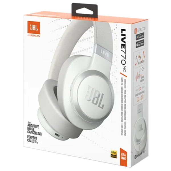 ყურსასმენი JBL JBLLIVE770NCWHT Live 770NC, Headset, Wireless, Bluetooth, White