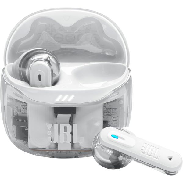 ყურსასმენი JBL JBLTFLEX2GWHT Tune Flex 2 Ghost Edition, Earbuds, Wireless, Bluetooth, IP54, White/Transparent