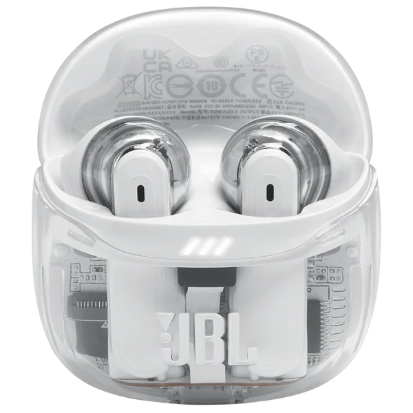 ყურსასმენი JBL JBLTFLEX2GWHT Tune Flex 2 Ghost Edition, Earbuds, Wireless, Bluetooth, IP54, White/Transparent
