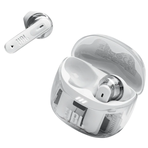 ყურსასმენი JBL JBLTFLEX2GWHT Tune Flex 2 Ghost Edition, Earbuds, Wireless, Bluetooth, IP54, White/Transparent