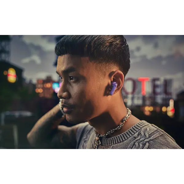 ყურსასმენი JBL JBLTFLEX2GMAE Tune Flex 2 Ghost Edition, Earbuds, Wireless, Bluetooth, IP54, Purple/Transparent
