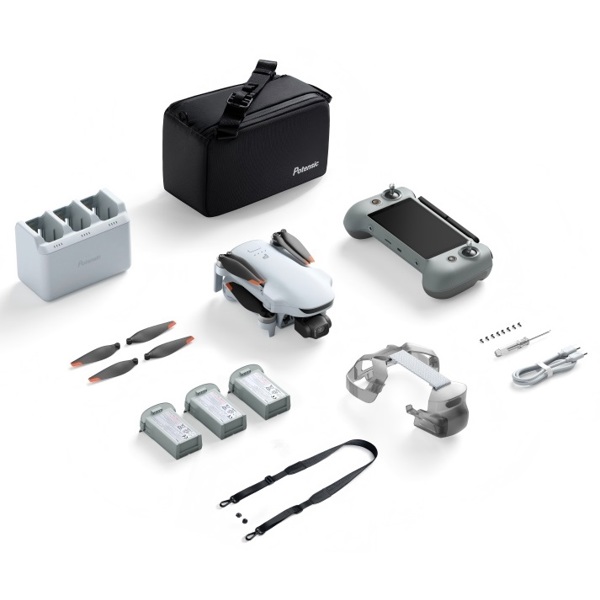 Drone ATOM 3 Sceen Remote  (Fly More Combo) AI Tracking Grey PixSync 5.0, 3 Batteries, Grey