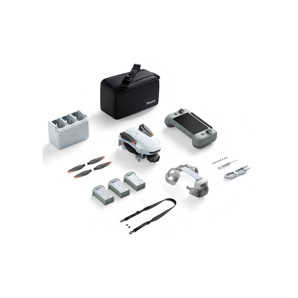 Drone ATOM 3 Screen Remote  (Fly More Combo) AI Tracking Grey PixSync 5.0, 3 Batteries, Grey