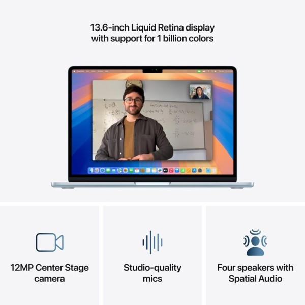 Notebook Apple MC6V4RU/A MacBook Air A3240, 13.6", M4, 24GB, 512GB SSD, Integrated, Sky Blue