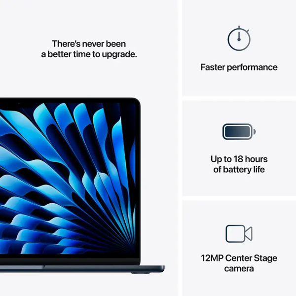 Notebook Apple MW133RU/A MacBook Air A3240, 13.6", M4, 16GB, 512GB SSD, Integrated, Midnight