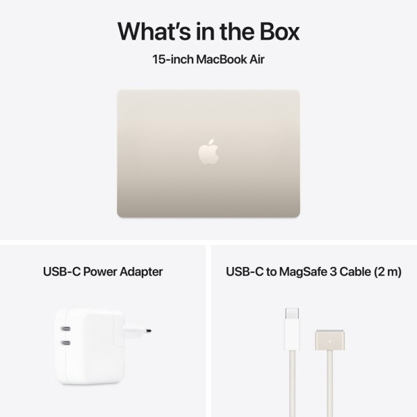 Notebook Apple MW1J3RU/A MacBook Air A3241, 15.3", M4, 16GB, 256GB SSD, Integrated, Starlight