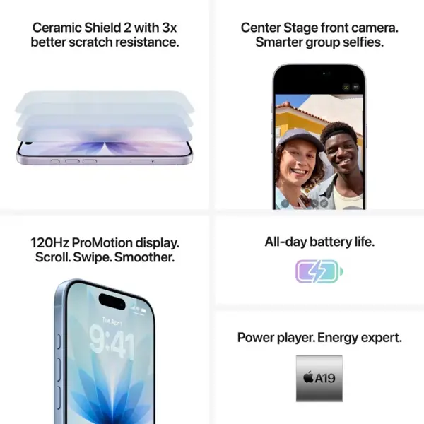 მობილური ტელეფონი Apple iPhone 17, 8GB, 256GB, SIM1 + ESIM, 5G, NFC, Lavender