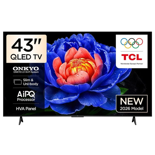 TV TCL 43P7L QLED, 43", 4K UHD, Smart TV, USB, HDMI, BT, WIFI, Black