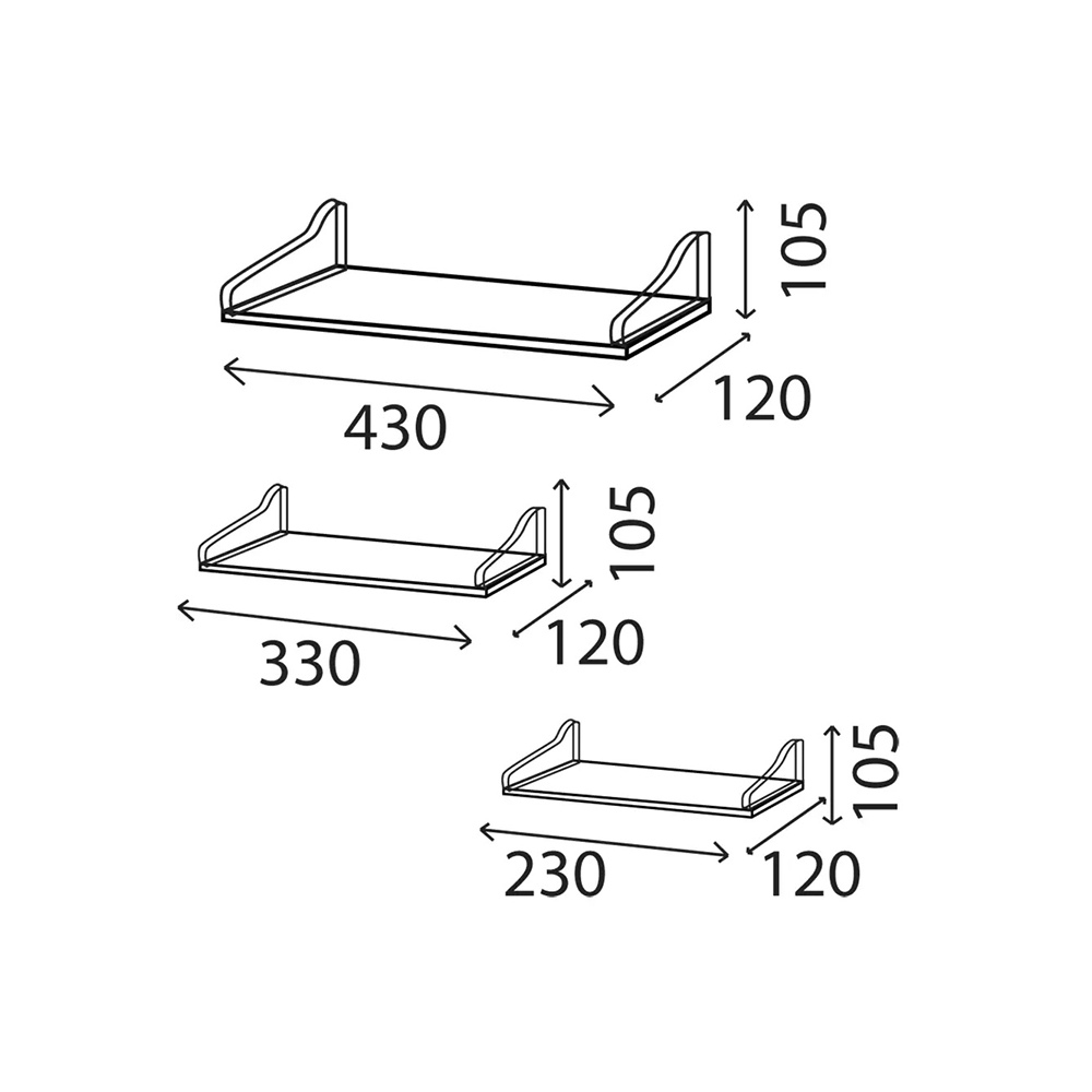 Shelves Set Domax FBL 2 LOFT, 3Pcs, Brown