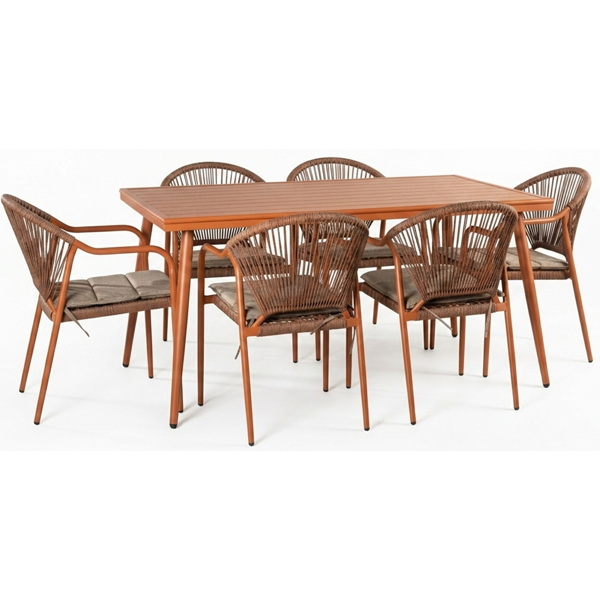 Furniture Set Comfort Room YLT5160-150+YLC5160 TER, 7Pcs, Brown