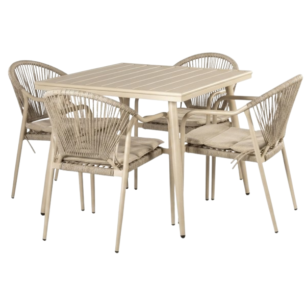 ბაღის ავეჯის კომპლექტი Comfort Room YLT5160-90+YLC5160 CREAM, 5Pcs, Furniture Set, Beige