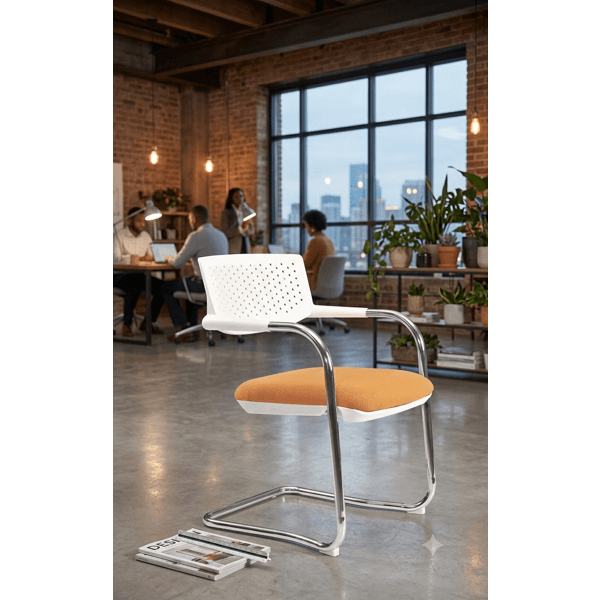 ვიზიტორის სავარძელი ALLX SF119, Visitor Chair, Silver/White