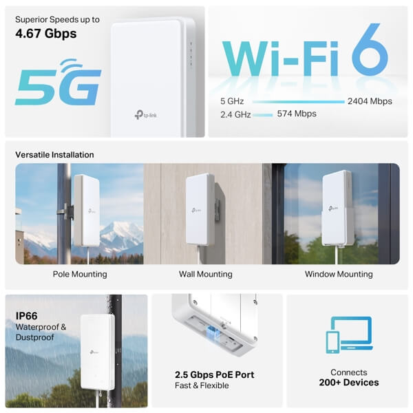 5G Router TP-Link ARCHER NX500-OUTDOOR, 2402Mbps, White