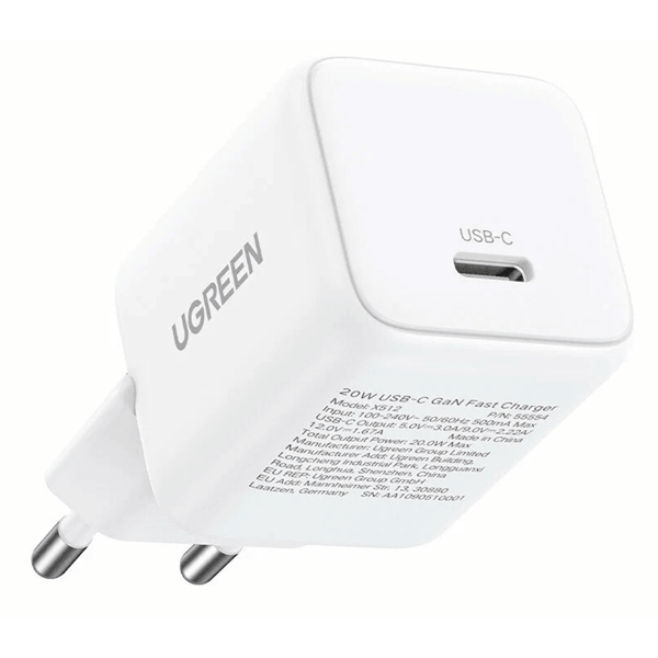 Fast Charger UGREEN X512 (55554), 20W, Type-C GaN, White