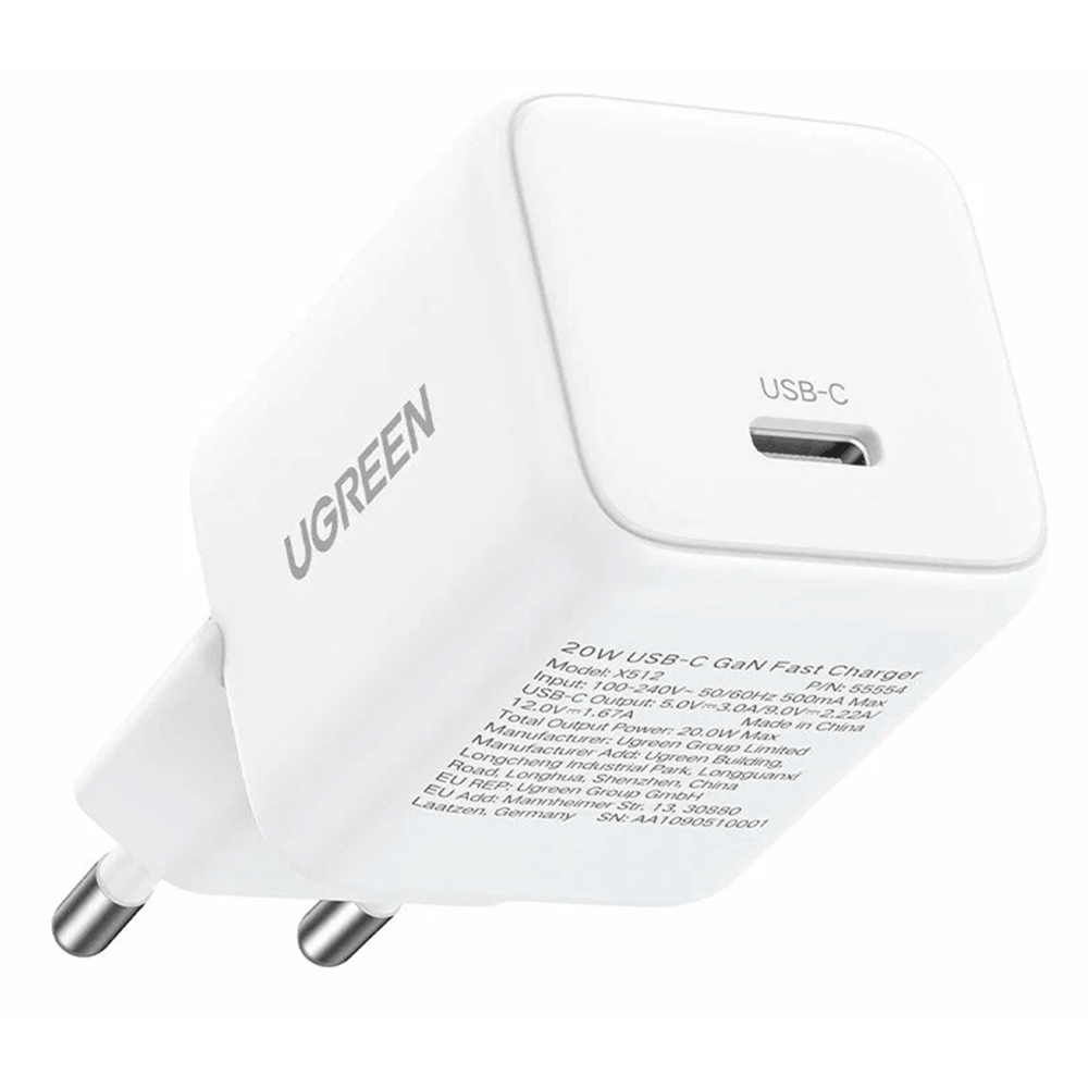 Fast Charger UGREEN X512 (55554), 20W, Type-C GaN, White