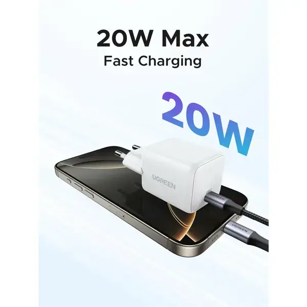 Fast Charger UGREEN X512 (55554), 20W, Type-C GaN, White