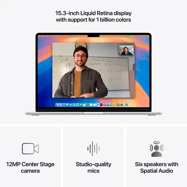 ნოუთბუქი Apple MW1G3RU/A MacBook Air A3241, 15.3", M4, 16GB, 256GB SSD, Integrated, Silver