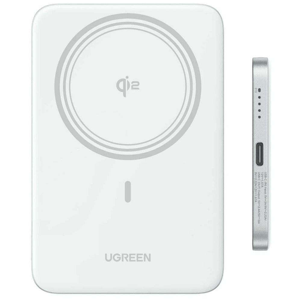 Magnetic Wireless Power Bank UGREEN PB580 (95931B), 5000mAh, 15W, Type-C, White