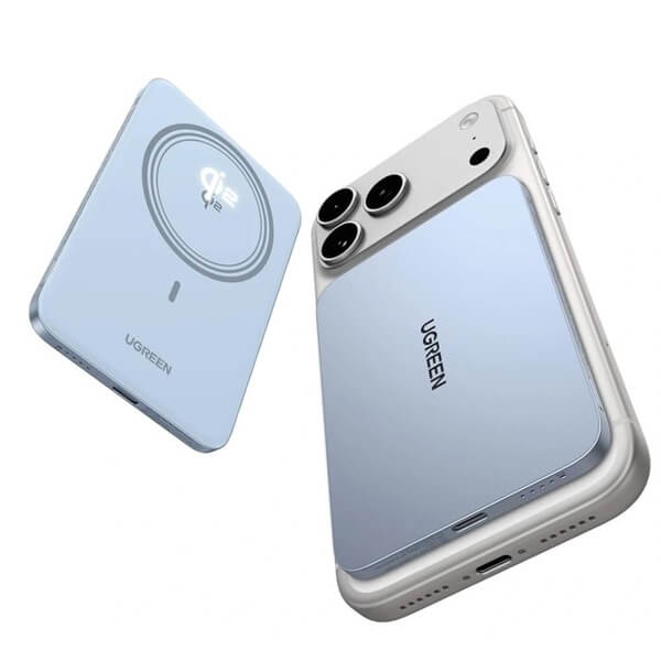 Magnetic Wireless Power Bank UGREEN PB580 (65840B), 5000mAh, Type-C, Light Blue