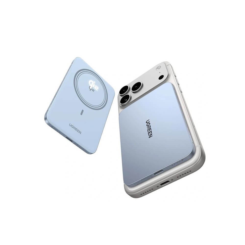 Magnetic Wireless Power Bank UGREEN PB580 (65840B), 5000mAh, 15W, Type-C, Light Blue