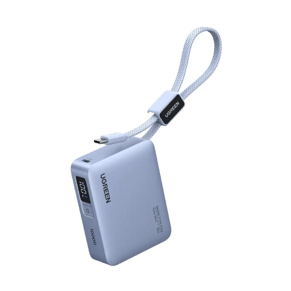 Fast Charging Power Bank With Type-C Cable UGREEN PB584 (75173B), 10000mAh, 33W, Type-C, USB, Blue