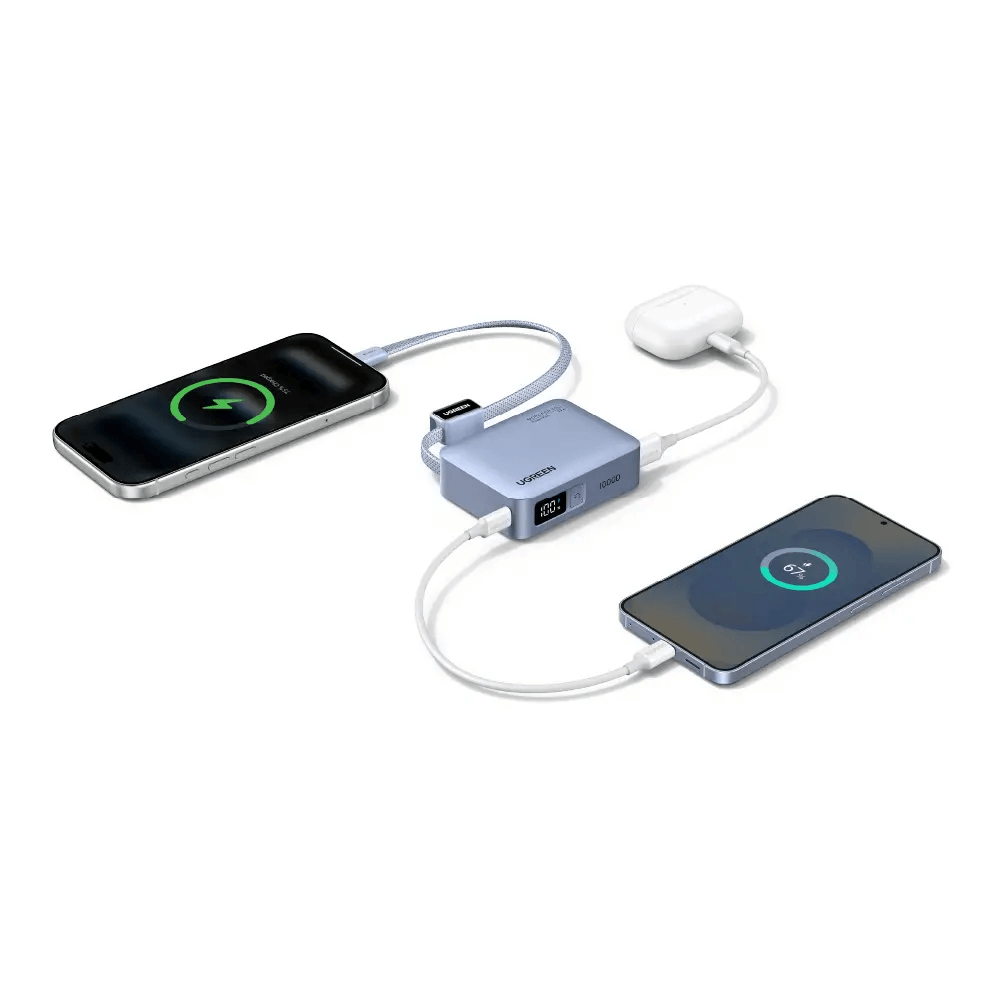 Fast Charging Power Bank With Type-C Cable UGREEN PB584 (75173B), 10000mAh, 33W, Type-C, USB, Blue