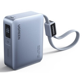 Fast Charging Power Bank With Type-C Cable UGREEN PB584 (75173B), 10000mAh, Type-C, USB, Blue