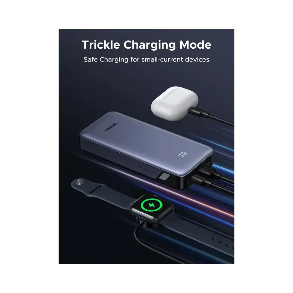 პორტატული დამტენი UGREEN PB532 (55989B), 20000mAh, 30W, Type-C, USB, Fast Charging Power Bank, Grey
