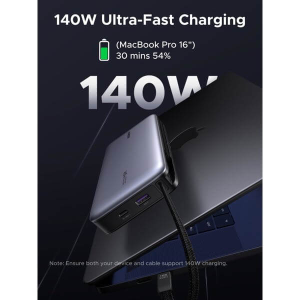 Power Bank With Built-in Type-C Cable UGREEN PB552 (55995B) Nexode, 25000mAh, Type-C, USB, Grey