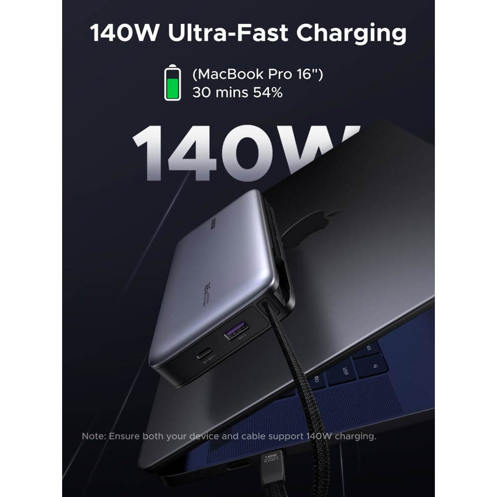 Power Bank With Built-in Type-C Cable UGREEN PB552 (55995B) Nexode, 25000mAh, 165W, Type-C, USB, Grey
