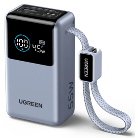 Power Bank With Built-in Type-C Cable UGREEN PB727 (75701B) Nexode Pro, 10000mAh, Type-C, USB, Space Gray