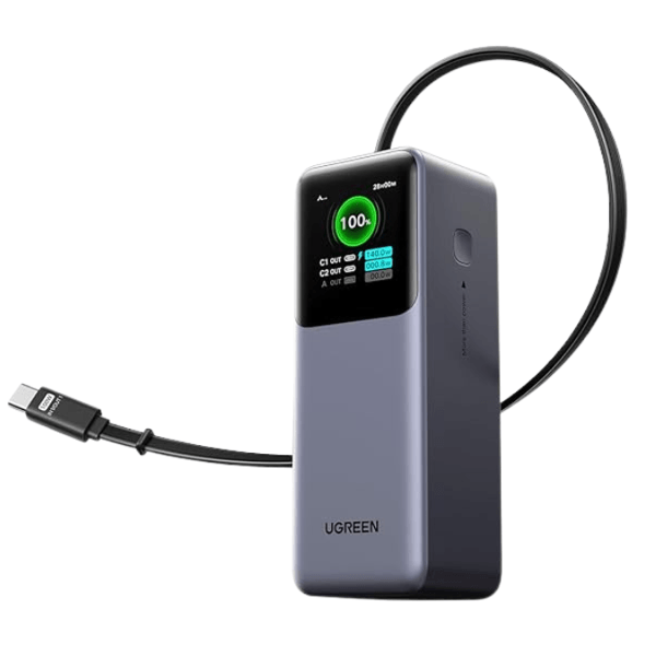 Power Bank With Retractable Cable UGREEN PB726 (95670B) Nexode, 20000mAh, Type-C, USB, Grey