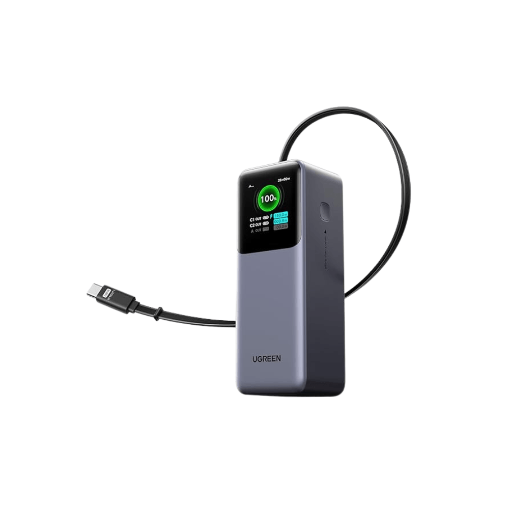 Power Bank With Retractable Cable UGREEN PB726 (95670B) Nexode, 20000mAh, 165W, Type-C, USB, Grey