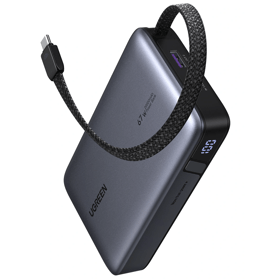 Power Bank with Built-in Cable UGREEN PB550 (85166B) Nexode, 20000mAh, Type-C, USB, Grey