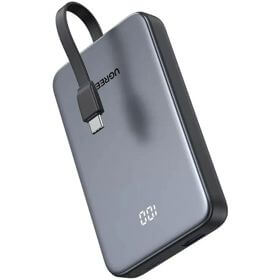 Power Bank With Built-in Cable UGREEN PB526 (75161B), 10000mAh, Type-C, USB, Black