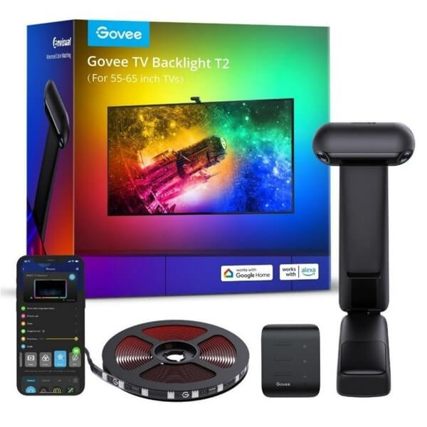 ტელევიზორის განათების ნაკრები Govee H605C311 Envisual T2 with Dual Cameras, 55/65", WIFI, Bluetooth, Adaptive Backlight Kit, Black